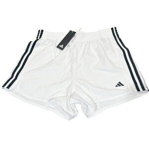 Adidas Womens 3 Stripe AEROREADY Training Shorts High Rise White | Size L | NWT